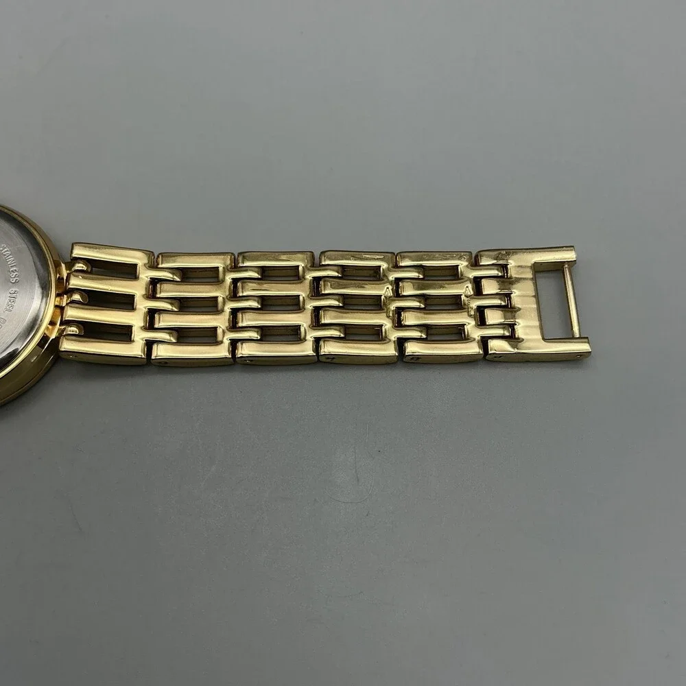 Anne Klein Womens Watch 30mm Black Dial Gold Tone Diamond New Battery 7.5